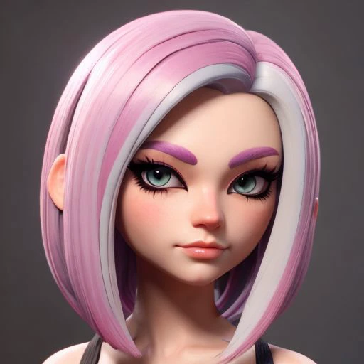 unrealtoon, face portrait,gradiant hair color