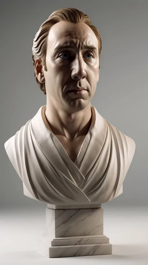 <lora:2000sNicholasCageDogu:0.9> ncge man as  marble bust <lora:MarbleBust:0.7>, statue, sculpted hair, white marble, carrara marble