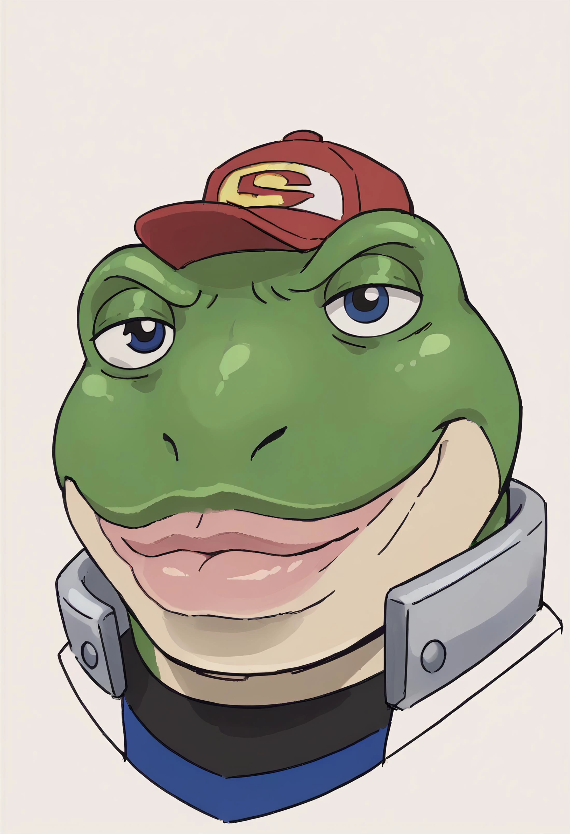 score_9, score_7_up BREAK SkylerWhiteYo,closed mouth, smile, lips,Slippy Toad,male focus <lora:KzyGuyMeme:1> <lora:Slippy_Toad:0.7>