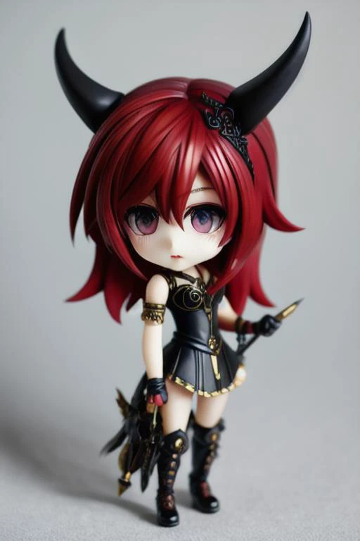 tiny, chibi, sculpture, demon girl, devil, evil, realistic, fantastic, highly intricated details, 1girl,