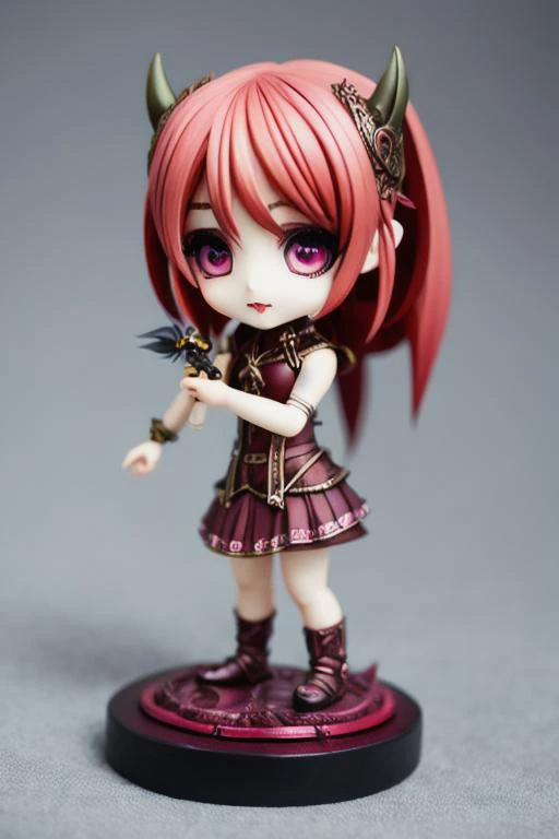 tiny, chibi, sculpture, demon girl, devil, evil, realistic, fantastic, highly intricated details, 1girl,