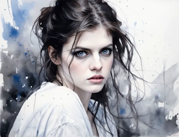 <lora:alexandradaddario_SDXL:0.5> Alexandra Daddario, ohwx mixed with <lora:esme_sdxl:0.5> esme , art by Agnes Cecile ,art by Jakub Rozalski, 1920+ Poland ,Pastels, Chiaroscuro