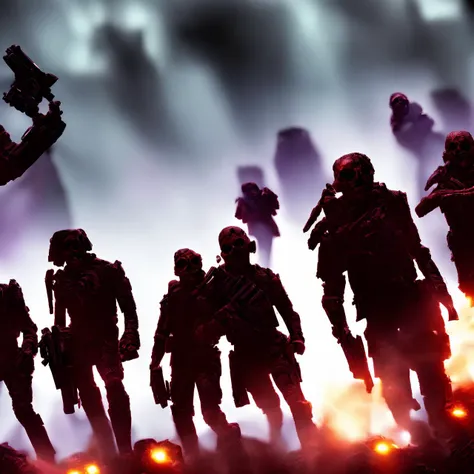 photo, [scifi|fantasy] a group of survivors in a zombie-infested world, (Bokeh:0.8) <lora:johnsondesuv15-e1:1>