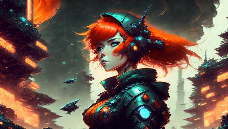 anime, [scifi:fantasy] (ThoraRedblade:1) red hair, Sneaky Spy Engineer,  (to8highkey:1) <lora:to8sHighKeyLORASD21_sd21768:0.6> <lora:johnsondesuv2-e2:1>