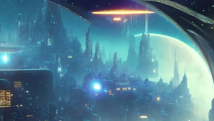 photo, [scifi|steampunk|cyberpunk] epic futuristic colony city in space on massive scale battleship <lora:johnsondesuv2-320-e2:0.6>