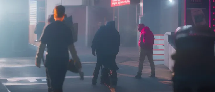 photo, [scifi|steampunk|cyberpunk] Cloudy, lensflares, neon lights, fog, cyberpunk cinematic, cyberpunk shopping district, cyberpunk people walking, street gangs standing <lora:djzJohnsonDesu108Models_v21768V2420Epoch2:1>