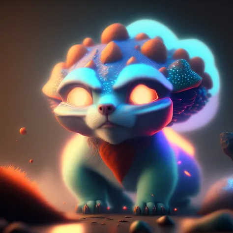 masterpiece portrait of a mauve-colored (shadow-elemental:1.6) based cute fantastic creature looking at the viewer, ((small surprised-looking eyes, cyan-colored eyes)), ((feathered-textured body)) (((mollusk-body))) (((bulbasaur-head))), (((in a deep-sea))) (((shadow-particles floating))), looking at the viewer,bloom caustics volumetric lighting pixar cute (((glow))) 8k uhd hdr masterpiece,octane,blender,ArtStation,particles,pokemon,arcane,league of legends,((volumetric lighting)), ((caustics:1.4)),((bloom:1.2)), CGSociety,hair,fur,bokeh,anime,((volumetric fog:1.2)),unreal,fluffy hair strands,sligthly bloomy blur ,((looking at viewer)) <lora:djzJohnsonDesu108Models_v21768V2420Epoch2:1>, volumetric fog, volumetric lighting