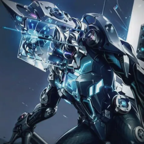 masterpiece, best quality, dramatic angle, ( Holographic, Rainbow, Opal, Vibrant Colors, Colorful), (Halo, Halos, Glowing Eyes, Gradient_Eyes, Glowing Aura, Glowing Energy, Glowing Digital Markings, Glowing Cyber Markings), (professional award-winning cinematic masterpiece), best quality, Symmetrical, Futuristic, sci-fi, aerodynamic,
Armored Core, Ammo Belt, Laser, Laser weapon, sleek and slender,
floating parts, city_lights, galaxy, giant, glowing, night, night_sky, planet, sky, snow, snowing, space, star_\(sky\), starry_sky, wings, fire, darkness, ((non-humanoid robot)), weapon, gun, cannon, military, mechanical parts, (Cyberpunk:1.3), (Luminescent particle:1.5), ,high saturation,low brightness,
Crystal Metal, neon panels,
black metal, red metal, with blue metal metallic accents
<lora:R_Technotrex_V10:1>
<lora:Body_GlassHair_V1:0.2>
