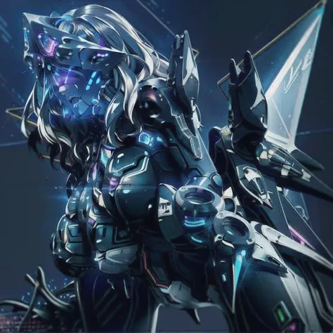 masterpiece, best quality, dramatic angle, ( Holographic, Rainbow, Opal, Vibrant Colors, Colorful), (Halo, Halos, Glowing Eyes, Gradient_Eyes, Glowing Aura, Glowing Energy, Glowing Digital Markings, Glowing Cyber Markings), (professional award-winning cinematic masterpiece), best quality, Symmetrical, Futuristic, sci-fi, aerodynamic,
Armored Core, Ammo Belt, Laser, Laser weapon, sleek and slender,
floating parts, city_lights, galaxy, giant, glowing, night, night_sky, planet, sky, snow, snowing, space, star_\(sky\), starry_sky, wings, fire, darkness, ((non-humanoid robot)), weapon, gun, cannon, military, mechanical parts, (Cyberpunk:1.3), (Luminescent particle:1.5), ,high saturation,low brightness,
Crystal Metal, neon panels,
black metal, red metal, with blue metal metallic accents
<lora:R_Technotrex_V10:1>
<lora:Body_GlassHair_V1:0.2>