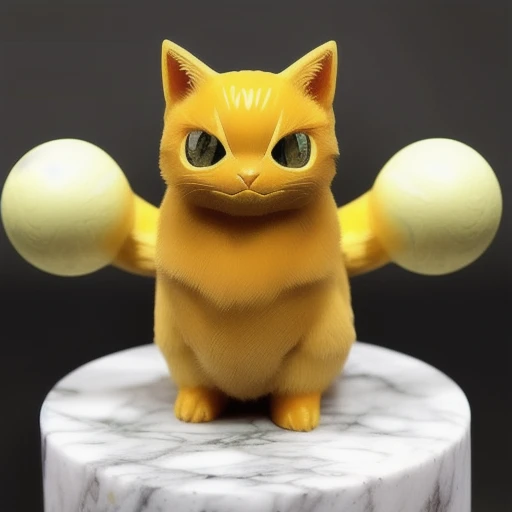 Pokemodel ChromaV5. (A Glossy marble statue of MAXWELL THE CAT made of gold, ivory and onyx, with (shiny eyes made of precious emerald gemstone:1.0) and glossy fur by GOLDENGLASS :1.1) , stretching his legs on a marble pillar, starring in the role of (Pokemodel:1.3) in ChromaV5 style