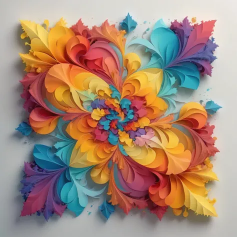 (fractal art:1.3),
vibrant color scheme,Softlight,(warm color:1.2),Water color painting,light background,best quality exquisite details,3d rendering,Octane render,pastel,
<lora:KK_paperCut_v1:1> paper_cut,