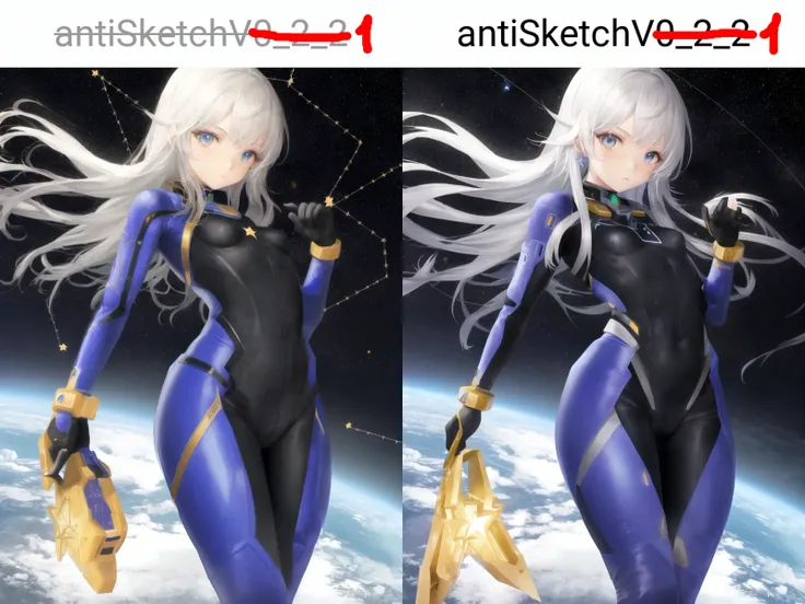 cosmic female in space, small breasts, futuristic bodysuit, stars, constellation