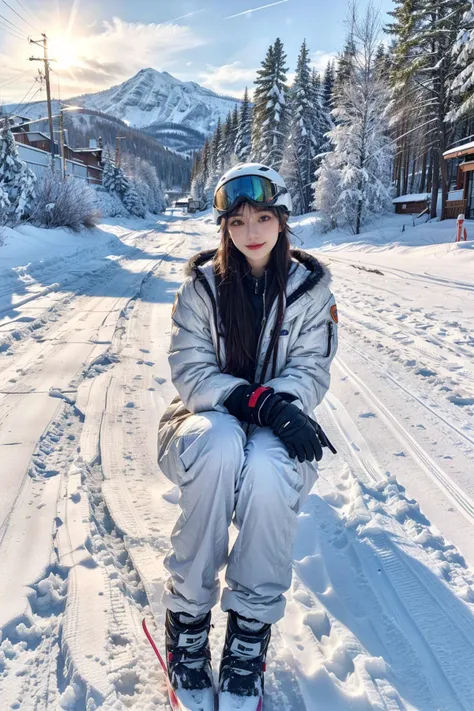 (masterpiece),(best quality:1),(ultra highres:1),wallpaper,detailed illustration,detailed beautiful skin,dewy skin,sweaty skin,(front focus),<lora:add_detail:1>,<lora:epi_noiseoffset2:1>,<lora:VeryLongLegs_v2:0.4>,(very_long_legs:0.8),(torn pantyhose:1),(idolmaster shiny colors,Cowboy Shot,topless,straight black hair,absurdly long hair:1.5),<lora:lin_faceV3:0.45>,1girl, photo (medium), cosplay photo, helmet, solo, snow, cosplay, gloves, goggles, day, outdoors, boots, lamppost, winter clothes, skis, winter, watermark, sky, long hair, coat, jacket, sun, skiing, tree, footprints, white gloves, 1boy, snowboard, visor, rifle, winter coat, standing, scarf, blue sky, full body, blue hair, solo focus, pants, long sleeves, parody, black hair, weapon, road, skates, web address, desert, gun, smile, hood, shadow, park, ski goggles, hands on own knees, ground vehicle, snow boots, motor vehicle, lips, closed mouth, shovel, cloud, artist name, facing viewer, mountain, scenery, photo background, goggles on head, logo, mittens, child, field, male focus, white jacket, sign, pilot, ice, alternate costume, puddle, motorcycle helmet, bare tree, building, hooded jacket, military, sniper rifle, knee boots, cold, emblem, white footwear, street, spacesuit, otaku, astronaut, holding, dog, sunlight, sitting, snowing, own hands together, on moon, covered eyes