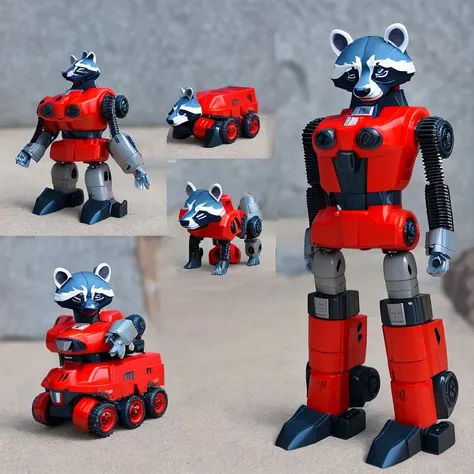 <lora:TransformingRobot:0.8>, TransformingRobot, Transforming Robot, ((raccoon)) to robot, high res, best quality, 4k, detailed face