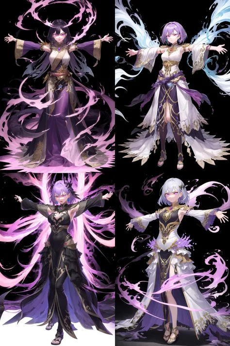 masterpiece, best quality, <lora:FEH_Concept_v2:1>, black background, simple background,
1girl, solo, standing, full body, outstretched arms, aura, dark aura, foggy, smoke, miasma, purple eyes, glowing eyes, glowing, angry, magic, jewelry,
