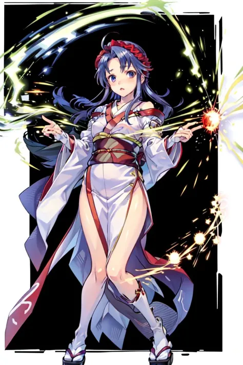 masterpiece, best quality, <lora:FEH_Concept_v2:1>, black background, simple background, 1girl, solo, looking at viewer, standing, full body, <lora:FEH_Concept_v2:1>, frills on head, (wearing red kimono:1.4), <lora:Tailtiu_FE:1>, tailtiu fe, (holding firecracker:1.4),