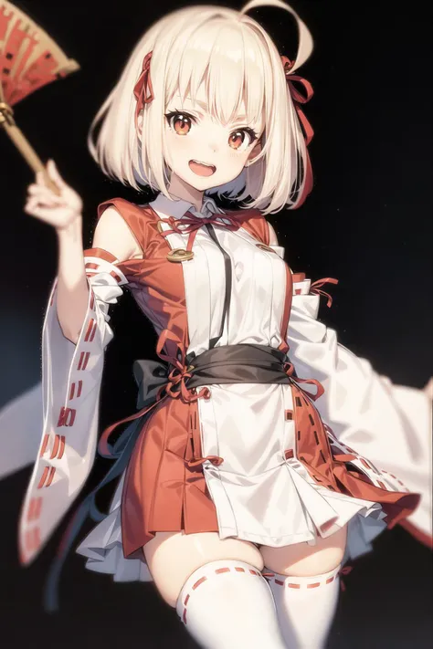 (chisato)<lora:LycorisRecoil_chisato:1.0>,thighhighs, nontraditional miko,