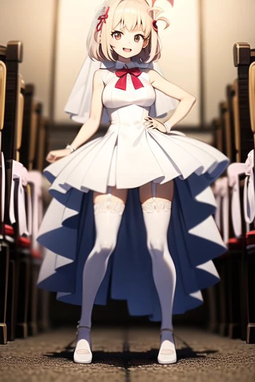 (chisato),thighhighs, ((wedding dress)),