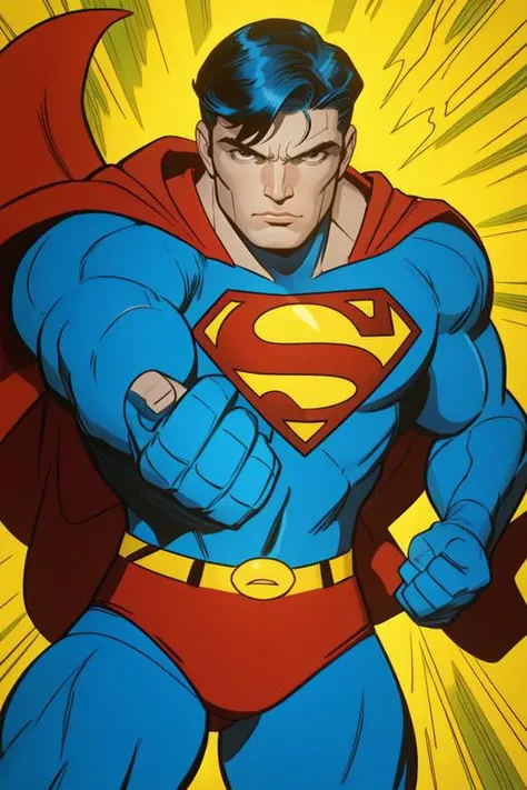 masterpiece,best quality, superman in the style of jackkirby60, closed fists,
<lora:jackkirby1960s:1>