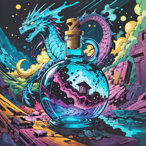 <lora:jackkirby1960s:1> vector-art-comic-illustration-in-the-style-of-jackkirby60 <lora:Potion Craft_1069016:0.8> potion-of-Inventive-bioluminescent-dragon (inked-original-art:1.2)-(lineart:1.31)-(fine-details:1.3)-limited-palette <lora:add_detail:0.5> <lora:realistic:.4> <lora:GoodHands-beta2:0.8>