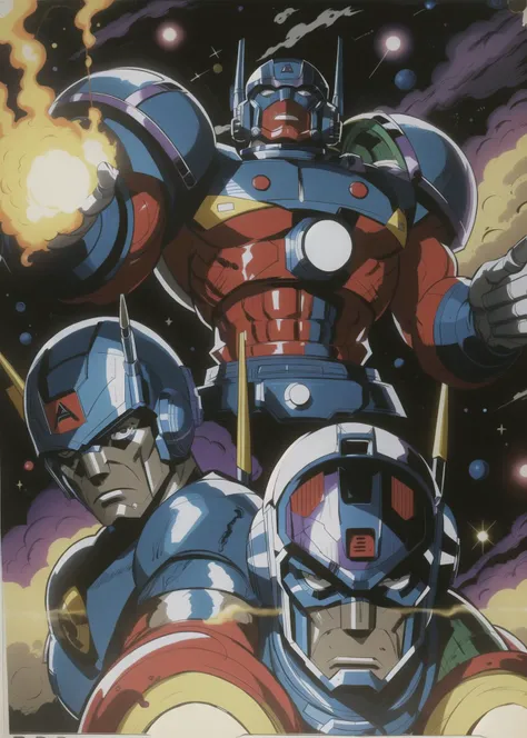 <lora:jackkirby1960s:0.8> in the style of jackkirby60
space robot defense team