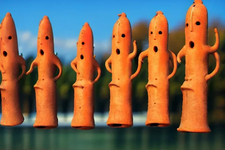 UECO, haniwa, statue, haniwa <lora:idol_v1:0.8>, flying in the air, floating, in flight, arial