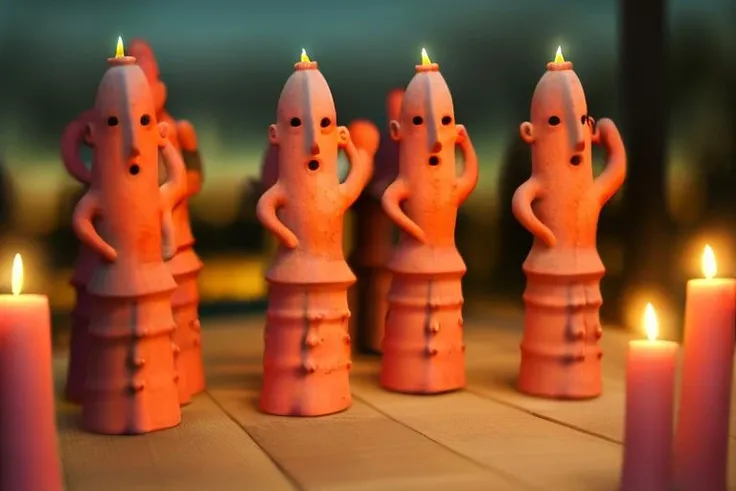 UECO, haniwa, statue, haniwa <lora:idol_v1:0.8>, on a date, romantic evening, candle light dinner