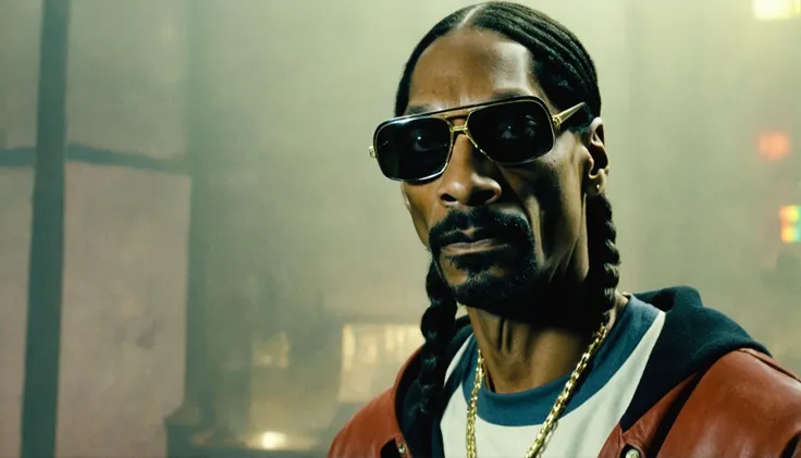 portrait of snoop dogg from a movie, foggy,