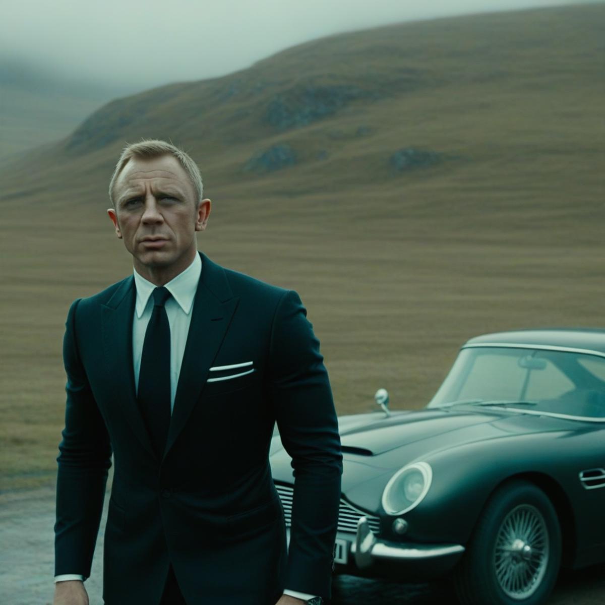 Arafed image of a man in a suit and tie standing next to a car - SeaArt AI