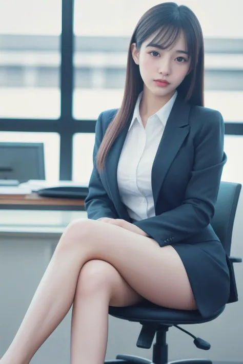 (4k, RAW photo, best quality, masterpiece:1.2),ultra high res,(photo realistic:1.2),High detail RAW color photo,professional photograph,(realistic, photo realistic:1.4),((best quality)),japanese girl,pencil skirt,suit,looking at viewer,sitting,<lora:(SD1.5)_LCM_LoRA_Weights_SD15:1>,in office,