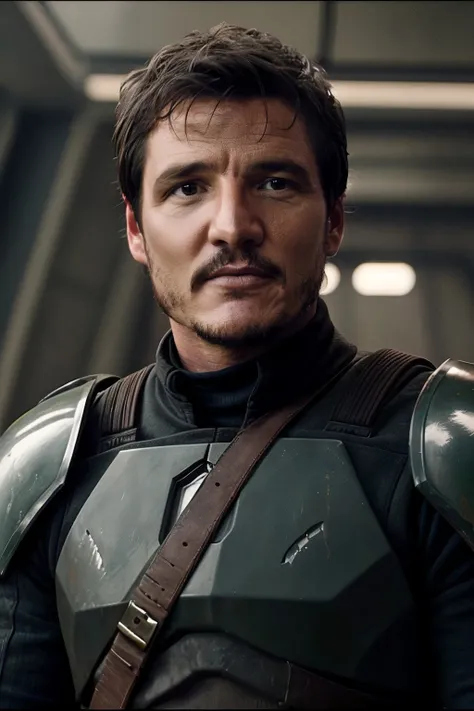 professional detailed photography, StarWars style, LucasFilm production, portrait of the Pedro Pascal <lora:PedroPascal:1>, playing Mandalorian, still from Mandalorian movie, complex background <lora:LowRA:0.1>