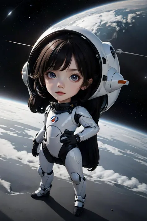 (best quality:1.4),(masterpiece:1.4),(8K:1.4),(extremely detailed:1.4),(chibi:1.4),high quality,ray tracing,streamlinerai space suit,stylized,shiny white,full of reflections,blue glowing lights,futurism,clean edges,Tinted windows,<lora:streamlinerai:0.8>,<lora:GoodHands-beta2:1>,cartoon rendering,<lora:girl_1:1>,