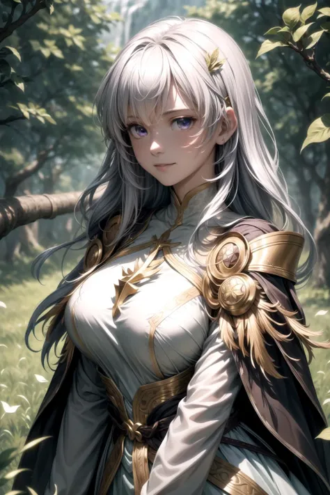 (masterpiece, best quality, unity 8k wallpaper, highres), ambient light, (ultra-super-beautiful-detailed hair face kind-eyes skin, very slender:1.5, perfect arm and hands, perfect anatomy), BREAK
 solo, 1girl,  <lora:Deirdre_FE-10:0.8>, <lora:more_details:0.3>, (vely-long sagging gigantic breasts), deirdre fe, dress, cape, grass, circlet, BREAK
 grassland, wind, earth, dawn, light smile, looking afar, (upper body:1.3), Are standing