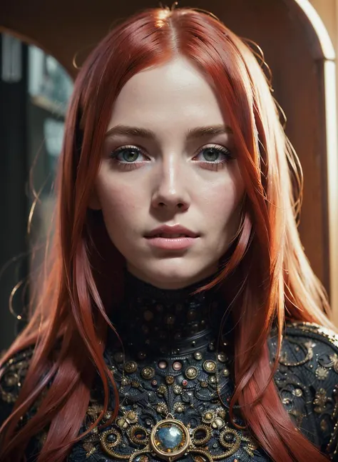 (best quality, masterpiece:1.3),
A highly detailed scifi illustration,
portrait, (detailed facial features), 1girl, red hair,
shelter for the soul,
intricate detailed background,
dreamy, drawing, trending on artstation, UHD, (((by Laurel D Austin))):1.8, atmosphere, luminosity, front lighting