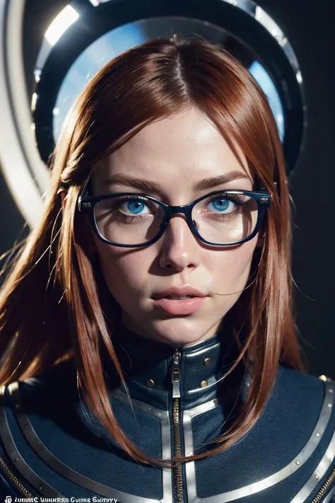 (best quality, masterpiece:1.3),
A highly detailed space scifi illustration,
medium shot,
(detailed facial features), 1girl, red hair, bright blue eyes, futuristic hightec glasses,
realistic skin texture,
intricate detailed background,
dreamy, drawing, trending on artstation, UHD, (((by James Gurney))):1.8, atmosphere, luminosity