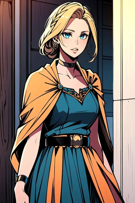 (masterpiece, best quality), intricate details,
1girl <lora:dqbianca-nvwls-v1:0.8> dqBianca, single braid, earrings, choker, belt, choker, orange cape, green dress, belt,
<lora:juder_style:1>