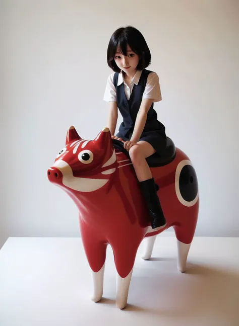 <lyco:akabeko:0.8>, 1girl, riding a akabeko, animal,simple background, <lora:riding_a:0.6>, (masterpiece, best quality, high quality, highres, ultra-detailed),