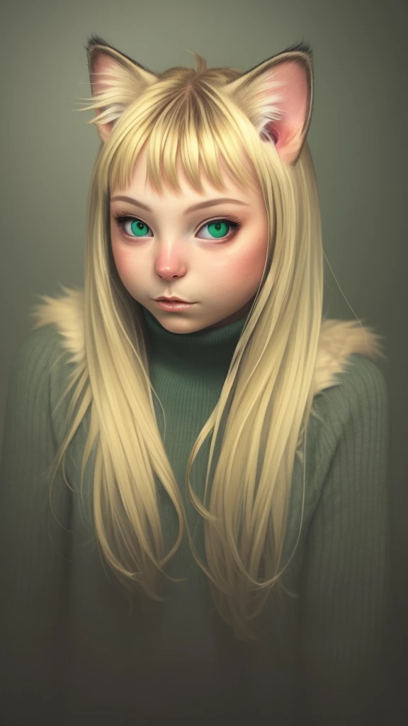 <lora:murata_range-lora:0.8> * (cat:1.2) girl, soft fur, fog and mist, blonde, green eyes