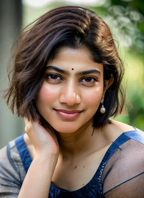 portrait of skswoman, hopeful , wearing trousers , with silver French bob , background factory epic (photo, studio lighting, hard light, sony a7, 50 mm, matte skin, pores, colors, hyperdetailed, hyperrealistic), <lyco:Sai Pallavi:1.1>