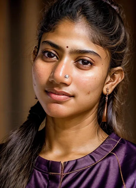 closeup portrait of skswoman, ashamed , wearing t-shirt , with copper Ponytail , background library epic (photo, studio lighting, hard light, sony a7, 50 mm, matte skin, pores, colors, hyperdetailed, hyperrealistic), <lyco:Sai Pallavi:1.2>