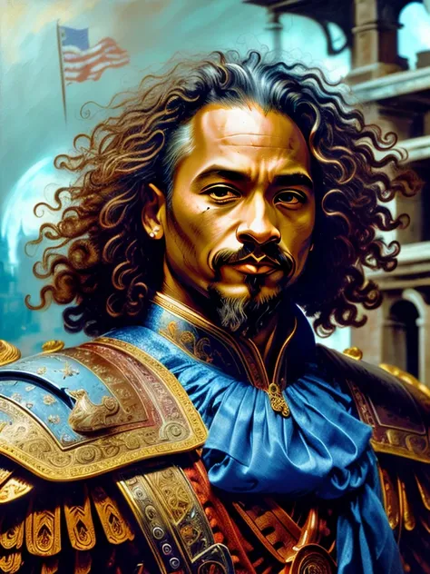detailed acrylic painting \(medium\) of (1man, m4n3, a male:1.2), portrait, solo, half shot, looking up, detailed background, detailed face, (<lora:MusketPunkAI:0.6>, MusketPunkAI theme:1.1), gladiator, pit-fighter, victorious, movement, ferocious expression, chains, blue gladiator armor, greaves, arena in background, dirt, sunshine, intense gladiatorial atmosphere, in the style of Kelly Freas <lora:LORA-XenoDetailer-v2:0.4> <lyco:neg4all_bdsqlsz_V3.5:1.0> , <lyco:GoodHands-beta2:1.0> <lyco:hd_helper_v1:1.0>, (masterpiece, best quality, high quality, highres, ultra-detailed)