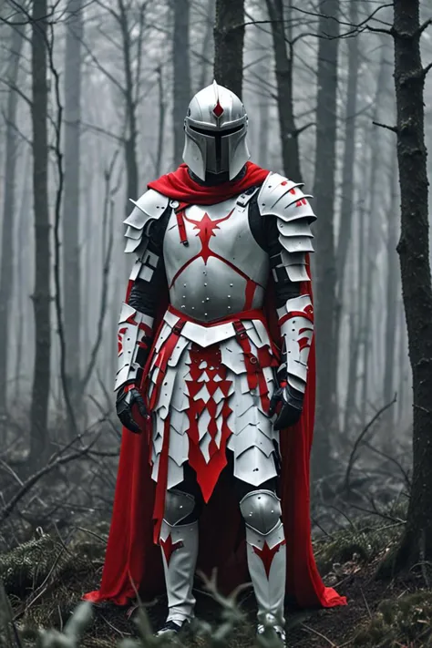 a wearing armor and white flesh in a misty forest scene in the style of highly aesthetic, red tears, <lora:sdxl_lightning_8step_lora.safetensors:1.0>, <lora:add detail xl.safetensors:1.5>