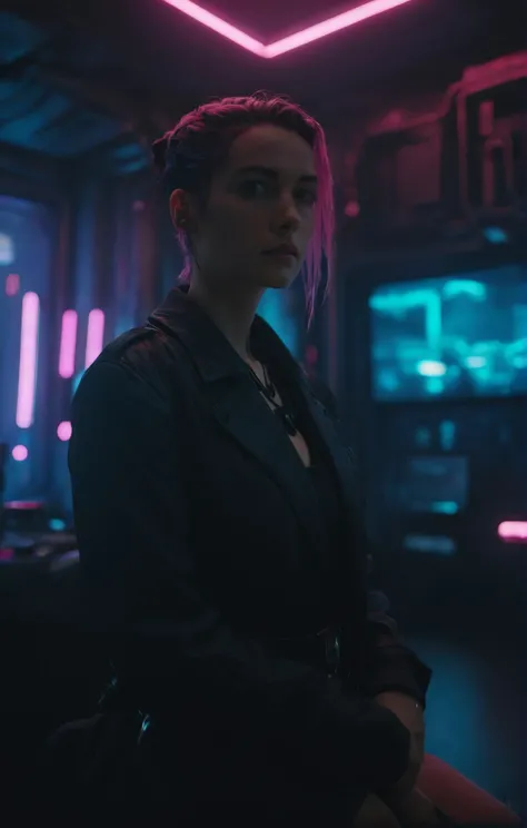 cinematic photo Cyberpunk Environments, interiors, futuristic interior design, 35mm photograph, home, portrait of a statuesque Australian woman, film, bokeh, professional, 4k, highly detailed <lora:Cyber_Background_V2-SDXL:0.9>
