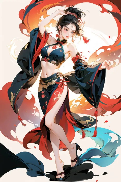 chinese ink painting style,1girl, <lora:crane:0.65> , <lora:ExoticDance:0.7> exotic_dance, full body, (masterpiece, best quality, high quality, highres, ultra-detailed),