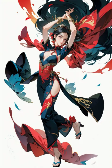 chinese ink painting style,1girl, <lora:crane:0.6> , <lora:ExoticDance:0.6> exotic_dance, full body, (masterpiece, best quality, high quality, highres, ultra-detailed),
