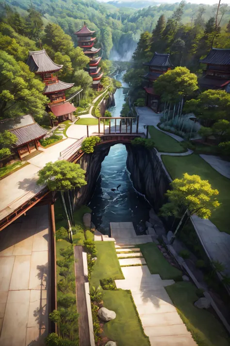 8k , masterpiece, illustrate art, hyper sharpness, high detailed, cgi, anime style, vray, radiosity,
<lora:XSArchi_110:1>, japanese house style, Birdâs-eye view, zen garden, bamboo jungle, <lora:more_details:0.75>,  <lora:JW:0.5>