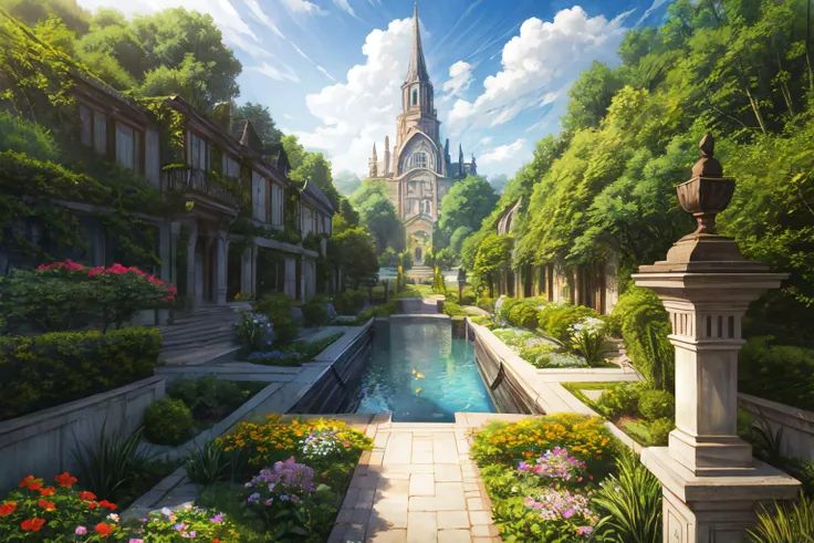 8k , masterpiece, illustrate art, hyper sharpness, high detailed, cgi, anime style, vray, radiosity,
<lora:XSArchi_110:1>, english country house style, Birdâs-eye view, flowers garden, sculpture, pond, street, jungle, <lora:more_details:0.75>, <lora:JW:0.5>