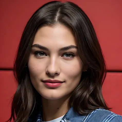 graceelizabeth (Masterpiece Photo:) of (Happy) woman wearing checkered red and black shirt and blue jeans staring at the viewer, (checkered red and black shirt), (blue jeans),Highly Detailed,(close portrait:1.3),(Feminine:1.4),(beautiful:1.4),(attractive:1.3),calendar pose,perfectly detailed eyes,studio lighting,thematic background