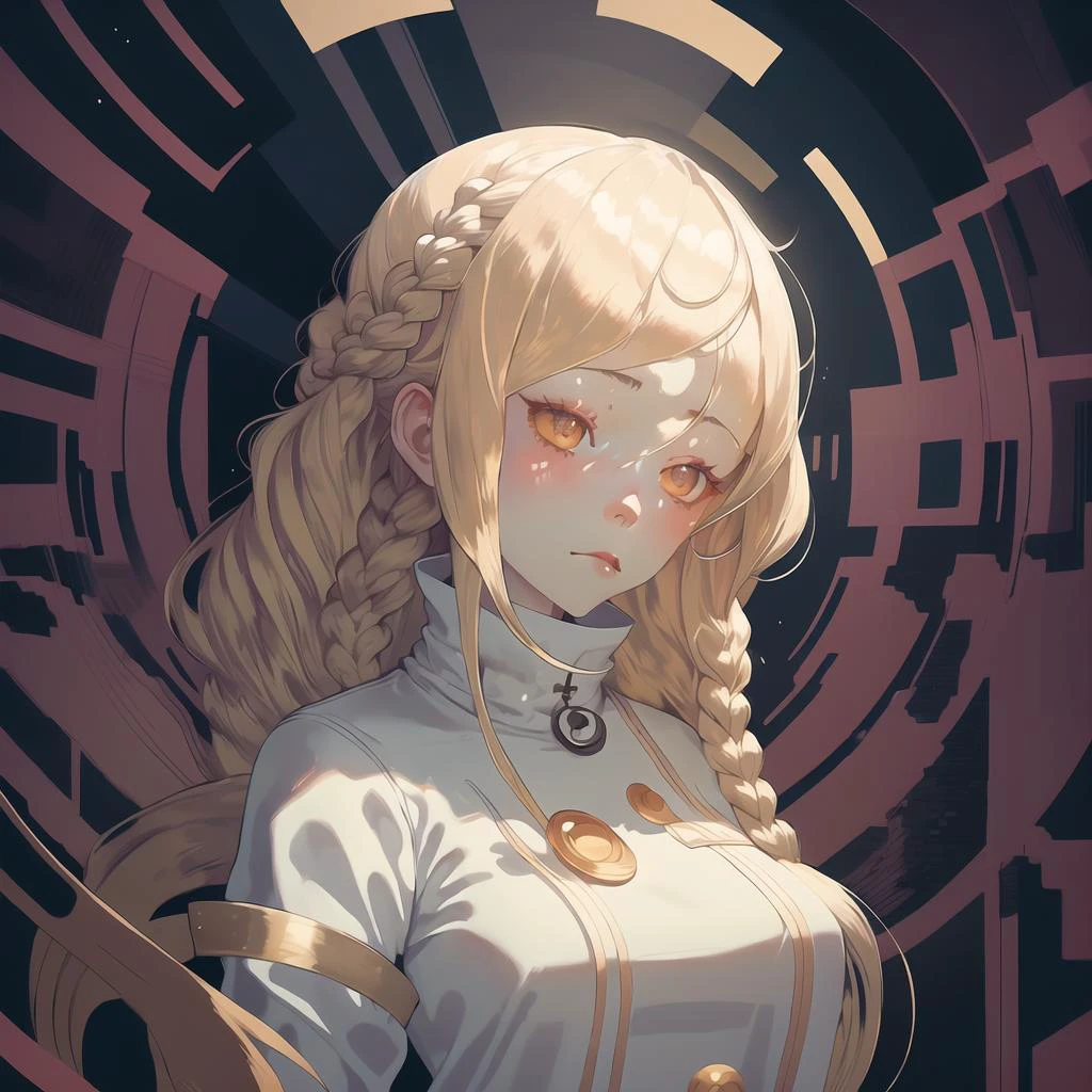 masterpiece, best quality, 1girl, floating, long hair, braid, gold hair, big eyes, detailed eyes, pretty face, sophisticated hairstyle, naked, exhausted, <lora:Broken-15:1> void <lora:nvdreampunk:0.95> nvdreampunk, abstract surrealism, prisoner of time, interdimensional prison <lora:Dreamwave v3:1> dreamwave, aesthetic, full body