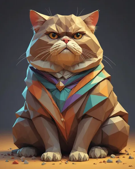 <lora:low_poly_count:3> low poly count, art by Greg Rutkowski and Alphonse Mucha, concept art, Dull Kindhearted [Exotic Shorthair Cat| Beaver], hyperdetailed, most beautiful artwork in the world, Highres, 8K